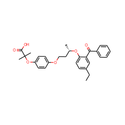 CCc1ccc(O[C@@H](C)CCOc2ccc(OC(C)(C)C(=O)O)cc2)c(C(=O)c2ccccc2)c1 ZINC000034717705