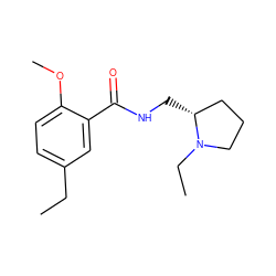 CCc1ccc(OC)c(C(=O)NC[C@@H]2CCCN2CC)c1 ZINC000033834814