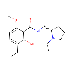 CCc1ccc(OC)c(C(=O)NC[C@@H]2CCCN2CC)c1O ZINC000005688578