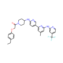 CCc1ccc(OCC(=O)N2CCC(Nc3ccc(-c4cc(C)cc(Nc5cc(C(F)(F)F)ccn5)n4)cn3)CC2)cc1 ZINC001772631280