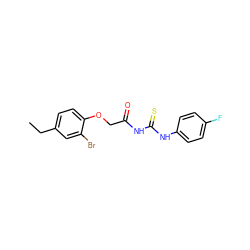 CCc1ccc(OCC(=O)NC(=S)Nc2ccc(F)cc2)c(Br)c1 ZINC000000676757