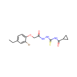 CCc1ccc(OCC(=O)NNC(=S)NC(=O)C2CC2)c(Br)c1 ZINC000002135928