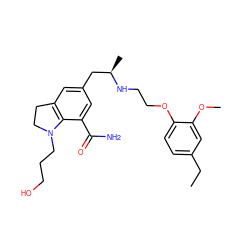 CCc1ccc(OCCN[C@H](C)Cc2cc3c(c(C(N)=O)c2)N(CCCO)CC3)c(OC)c1 ZINC000653831324