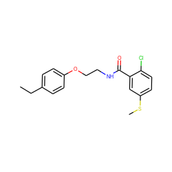 CCc1ccc(OCCNC(=O)c2cc(SC)ccc2Cl)cc1 ZINC000002812369