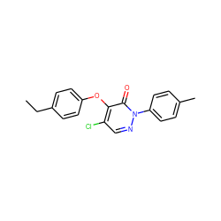 CCc1ccc(Oc2c(Cl)cnn(-c3ccc(C)cc3)c2=O)cc1 ZINC000066114228