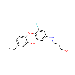 CCc1ccc(Oc2ccc(NCCCO)cc2F)c(O)c1 ZINC000095575816