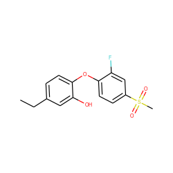 CCc1ccc(Oc2ccc(S(C)(=O)=O)cc2F)c(O)c1 ZINC000095575802