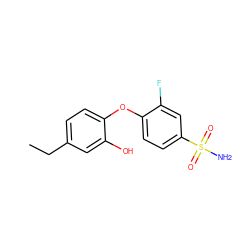 CCc1ccc(Oc2ccc(S(N)(=O)=O)cc2F)c(O)c1 ZINC000095580365