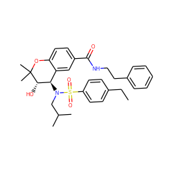 CCc1ccc(S(=O)(=O)N(CC(C)C)[C@@H]2c3cc(C(=O)NCCc4ccccc4)ccc3OC(C)(C)[C@H]2O)cc1 ZINC000028706742