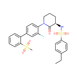 CCc1ccc(S(=O)(=O)N[C@@H]2CCCN(c3ccc(-c4ccccc4S(C)(=O)=O)cc3F)C2=O)cc1 ZINC000029125986