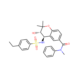 CCc1ccc(S(=O)(=O)N[C@@H]2c3cc(C(=O)N(C)c4ccccc4)ccc3OC(C)(C)[C@H]2O)cc1 ZINC000028706570