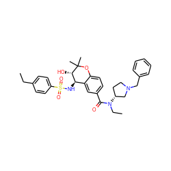 CCc1ccc(S(=O)(=O)N[C@@H]2c3cc(C(=O)N(CC)[C@@H]4CCN(Cc5ccccc5)C4)ccc3OC(C)(C)[C@H]2O)cc1 ZINC000028706595