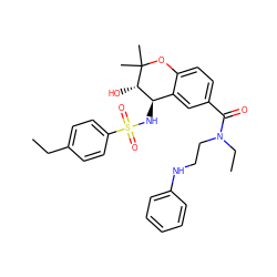 CCc1ccc(S(=O)(=O)N[C@@H]2c3cc(C(=O)N(CC)CCNc4ccccc4)ccc3OC(C)(C)[C@H]2O)cc1 ZINC000028706580