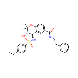 CCc1ccc(S(=O)(=O)N[C@@H]2c3cc(C(=O)NCCc4ccccc4)ccc3OC(C)(C)[C@H]2O)cc1 ZINC000028706577