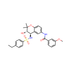 CCc1ccc(S(=O)(=O)N[C@@H]2c3cc(NC(=O)c4cccc(OC)c4)ccc3OC(C)(C)[C@H]2O)cc1 ZINC000028706563