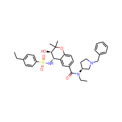 CCc1ccc(S(=O)(=O)N[C@H]2c3cc(C(=O)N(CC)[C@H]4CCN(Cc5ccccc5)C4)ccc3OC(C)(C)[C@@H]2O)cc1 ZINC000028706845