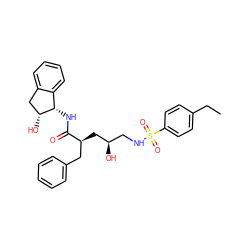 CCc1ccc(S(=O)(=O)NC[C@@H](O)C[C@@H](Cc2ccccc2)C(=O)N[C@H]2c3ccccc3C[C@H]2O)cc1 ZINC001772648150