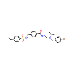 CCc1ccc(S(=O)(=O)NCc2ccc(C(=O)NCCN(Cc3ccc(Br)cc3)C(C)C)cc2)cc1 ZINC000066167288