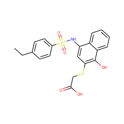 CCc1ccc(S(=O)(=O)Nc2cc(SCC(=O)O)c(O)c3ccccc23)cc1 ZINC000000645679