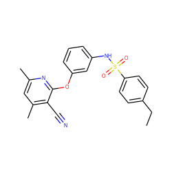 CCc1ccc(S(=O)(=O)Nc2cccc(Oc3nc(C)cc(C)c3C#N)c2)cc1 ZINC000096271608