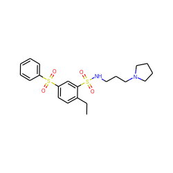 CCc1ccc(S(=O)(=O)c2ccccc2)cc1S(=O)(=O)NCCCN1CCCC1 ZINC000040900554