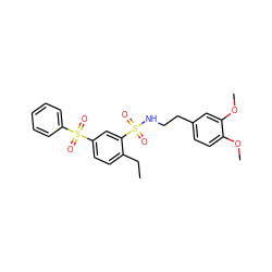 CCc1ccc(S(=O)(=O)c2ccccc2)cc1S(=O)(=O)NCCc1ccc(OC)c(OC)c1 ZINC000040914574