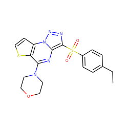 CCc1ccc(S(=O)(=O)c2nnn3c2nc(N2CCOCC2)c2sccc23)cc1 ZINC000008589387