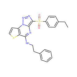 CCc1ccc(S(=O)(=O)c2nnn3c2nc(NCCc2ccccc2)c2sccc23)cc1 ZINC000008589389