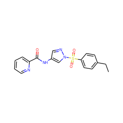 CCc1ccc(S(=O)(=O)n2cc(NC(=O)c3ccccn3)cn2)cc1 ZINC000116776225