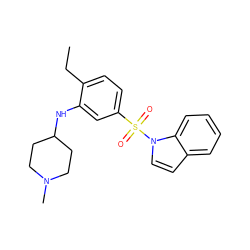 CCc1ccc(S(=O)(=O)n2ccc3ccccc32)cc1NC1CCN(C)CC1 ZINC000095579148