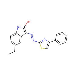 CCc1ccc2[nH]c(O)c(N=Nc3nc(-c4ccccc4)cs3)c2c1 ZINC000253981680