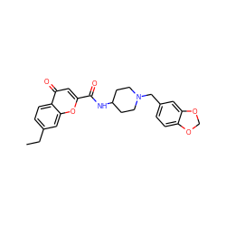 CCc1ccc2c(=O)cc(C(=O)NC3CCN(Cc4ccc5c(c4)OCO5)CC3)oc2c1 ZINC000036126712