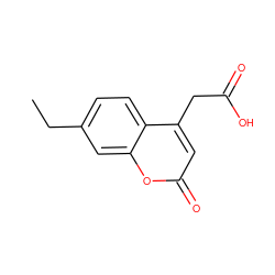 CCc1ccc2c(CC(=O)O)cc(=O)oc2c1 ZINC000036175376