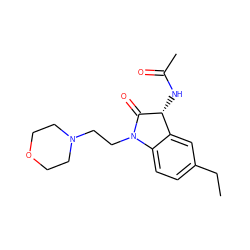 CCc1ccc2c(c1)[C@@H](NC(C)=O)C(=O)N2CCN1CCOCC1 ZINC000006669087