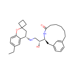 CCc1ccc2c(c1)[C@@H](NC[C@@H](O)[C@@H]1Cc3cccc(c3)CCCCCC(=O)N1)CC1(CCC1)O2 ZINC000096273406