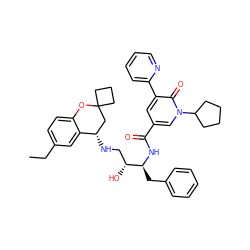 CCc1ccc2c(c1)[C@@H](NC[C@@H](O)[C@H](Cc1ccccc1)NC(=O)c1cc(-c3ccccn3)c(=O)n(C3CCCC3)c1)CC1(CCC1)O2 ZINC000095575387