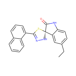 CCc1ccc2c(c1)[C@]1(NN=C(c3cccc4ccccc34)S1)C(=O)N2 ZINC000002488514