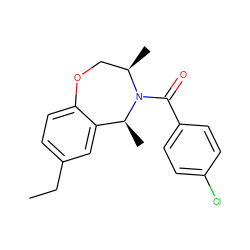 CCc1ccc2c(c1)[C@H](C)N(C(=O)c1ccc(Cl)cc1)[C@H](C)CO2 ZINC000073196186