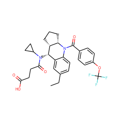 CCc1ccc2c(c1)[C@H](N(C(=O)CCC(=O)O)C1CC1)[C@@H]1CCC[C@@H]1N2C(=O)c1ccc(OC(F)(F)F)cc1 ZINC000204957805