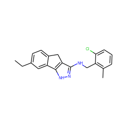 CCc1ccc2c(c1)-c1[nH]nc(NCc3c(C)cccc3Cl)c1C2 ZINC000045291377