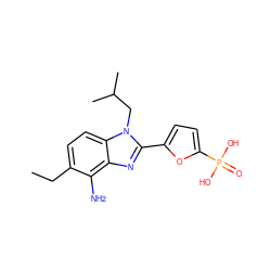 CCc1ccc2c(nc(-c3ccc(P(=O)(O)O)o3)n2CC(C)C)c1N ZINC000045260664