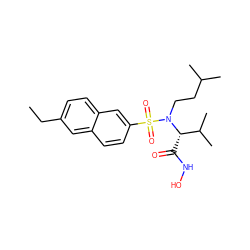 CCc1ccc2cc(S(=O)(=O)N(CCC(C)C)[C@@H](C(=O)NO)C(C)C)ccc2c1 ZINC000073166420