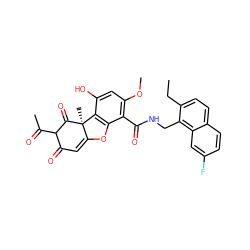 CCc1ccc2ccc(F)cc2c1CNC(=O)c1c(OC)cc(O)c2c1OC1=CC(=O)C(C(C)=O)C(=O)[C@]12C ZINC000135849098