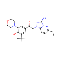 CCc1ccc2n(n1)c(N)n[n+]2CC(=O)c1cc(N2CCOCC2)c(OC)c(C(C)(C)C)c1 ZINC000115444467