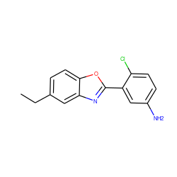 CCc1ccc2oc(-c3cc(N)ccc3Cl)nc2c1 ZINC000000172940