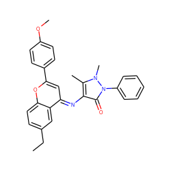 CCc1ccc2oc(-c3ccc(OC)cc3)cc(=Nc3c(C)n(C)n(-c4ccccc4)c3=O)c2c1 ZINC000254036063