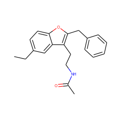 CCc1ccc2oc(Cc3ccccc3)c(CCNC(C)=O)c2c1 ZINC000013474350