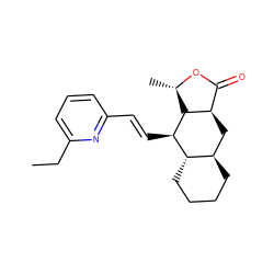 CCc1cccc(/C=C/[C@@H]2[C@H]3CCCC[C@@H]3C[C@@H]3C(=O)O[C@@H](C)[C@@H]32)n1 ZINC000013673185