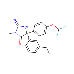 CCc1cccc([C@@]2(c3ccc(OC(F)F)cc3)NC(=N)N(C)C2=O)c1 ZINC000064527660