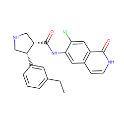CCc1cccc([C@@H]2CNC[C@@H]2C(=O)Nc2cc3cc[nH]c(=O)c3cc2Cl)c1 ZINC000049037733